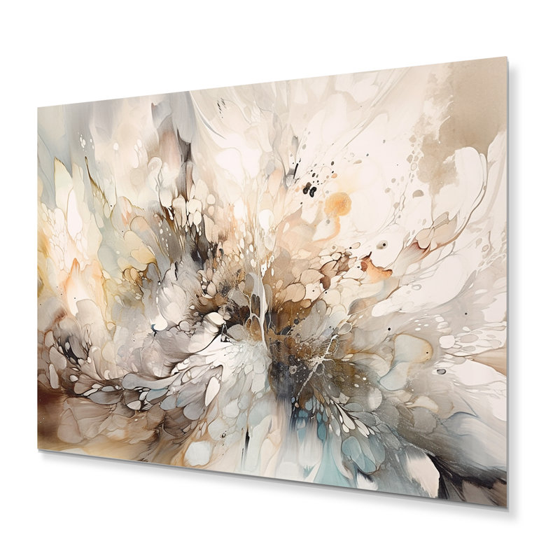 Profondeur géométrique blanche et grise I - décoration murale géométrique moderne en métal, H 16 po x l 32 po