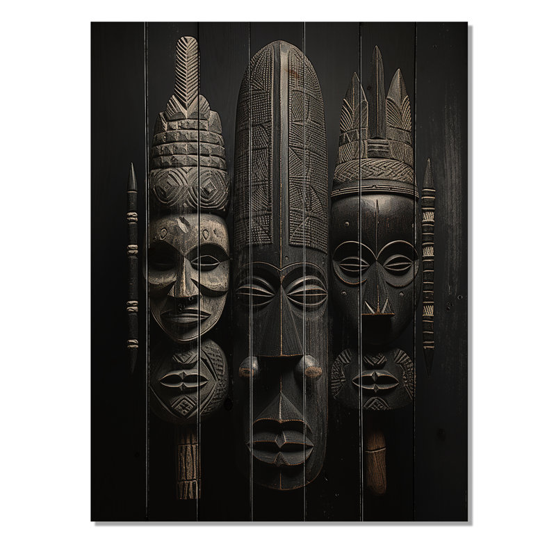 Jackalyn masque africain sur bois, H 40 po x l 30 po x P 0,78 po