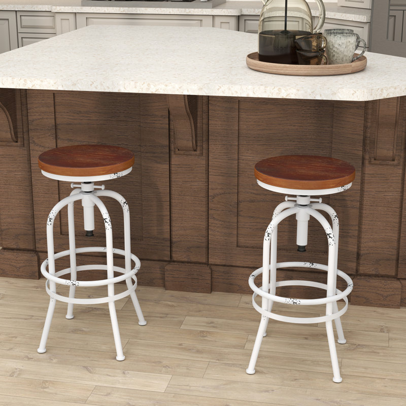 Tabouret de bar Farmhouse & Industrial, Brun / Blanc
