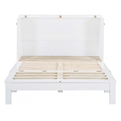 Lit escamotable double avec grands tiroirs, blanc