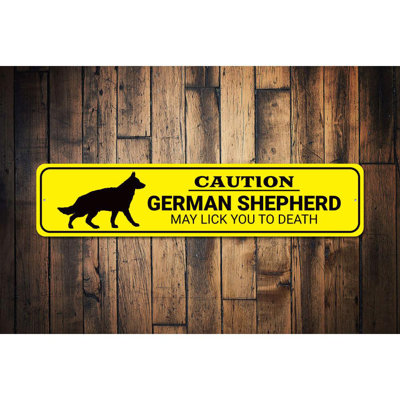 Caution German Shepherd Aluminum Sign