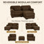 Canapé modulaire réversible en velours côtelé avec repose-pieds et dossier réglable de 76,4 po Haledon-133253250