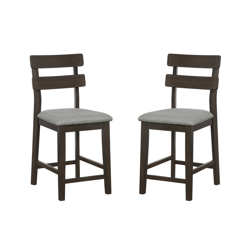 Whipkey Upholstered Counter Stool Set of 2, Beige Polyester/Brown Frame