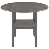 Latitude Run® Round Counter Height Kitchen Dining Table With Drop Leaf