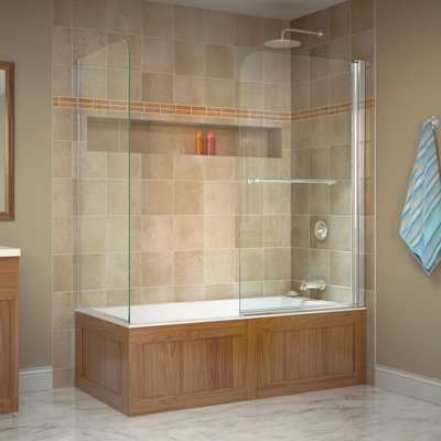 Aqua 56" W x 58" H Pivot Frameless Tub Door