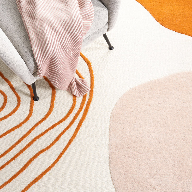 Felipe Handmade Wool Ivory / Rust Rug, Round 4'