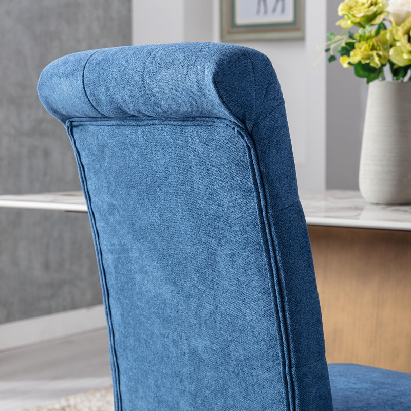 Chaise parsons capitonnée Barbagallo, Polyester bleu