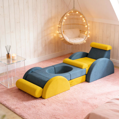 Paquet amusant de blocs d'escalade en mousse d'intérieur - 14 pièces, cinq formes différentes, construction de différentes structures, mousse 28D confortable, imagination stimulante, conception facile à nettoyer, pour une hauteur de jeu de plus de 35,4 po