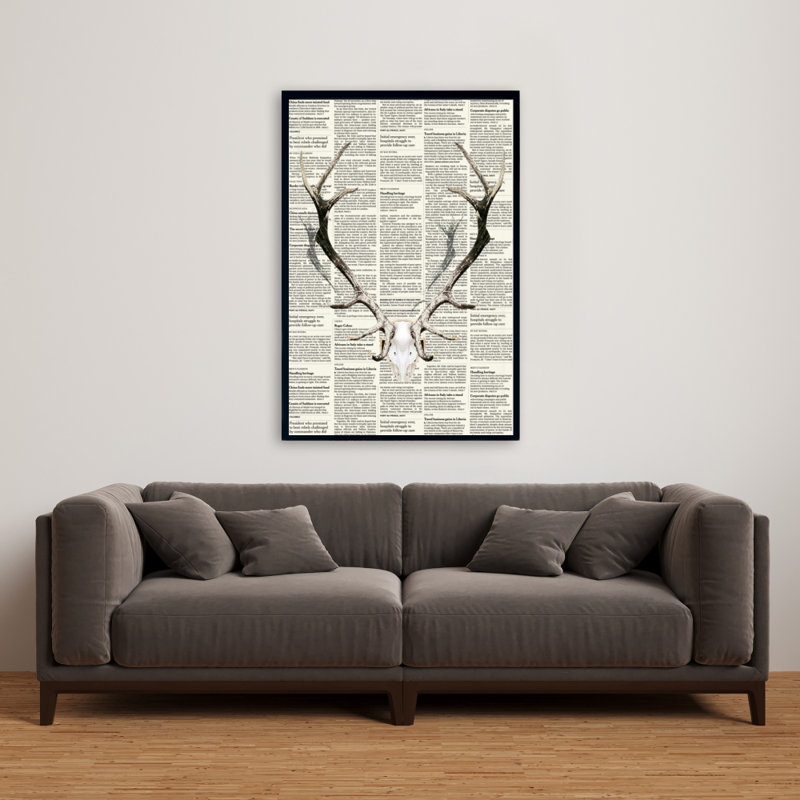 Décoration de chevreuil | Toile encadrée rustique - art de cornes de cerf, H 37,25 po x l 25,25 po