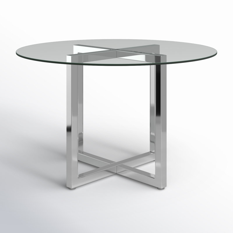 Table de salle à manger ronde en verre Nouv, Standard (hauteur de 30 po), L 48 po x L 48 po