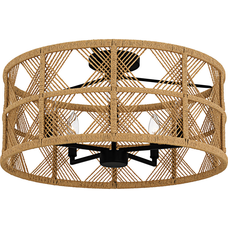 Axford 5-Light Semi-Flush Mount, Brown, Matte Black