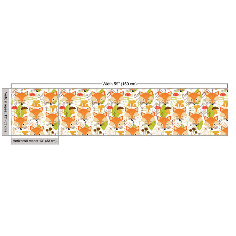 Chinda Fox with Leaves and Mushrooms Multi-Purpose Fabric