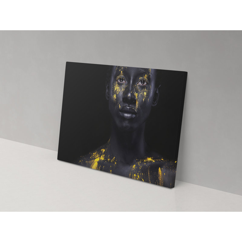 Gold Accent Face - Wrapped Canvas Painting