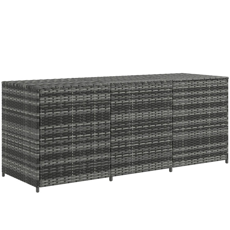 175 Gallon PE Rattan Wicker Outdoor Storage Box with Inner Liner and Pneumatic Bar Lift, Ideal for Patio Furniture, Pool Toys, and Garden Tools
