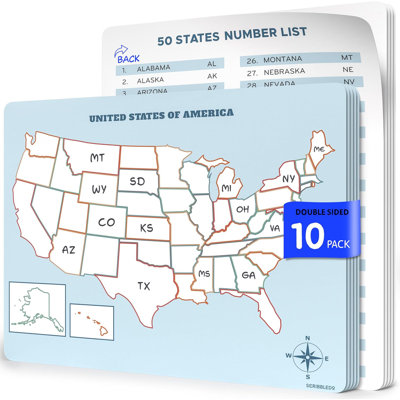 Feuilles d'entraînement 11 pi x 14 po Scribbledo Us Map