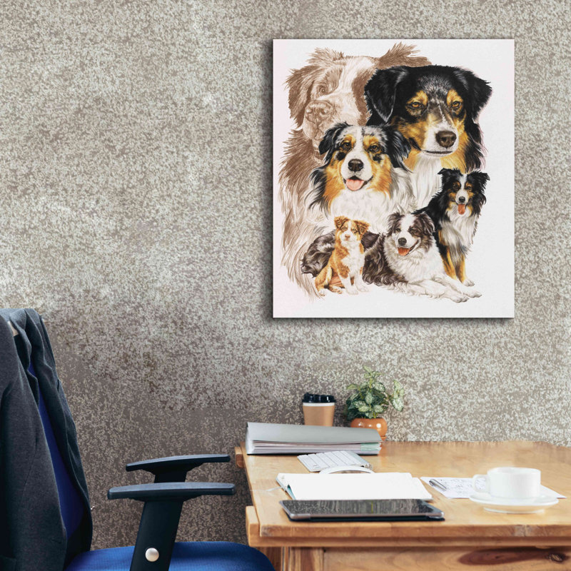 «Australian Shepherds» par Barbara Keith, reproduction d'art sur toile tendue