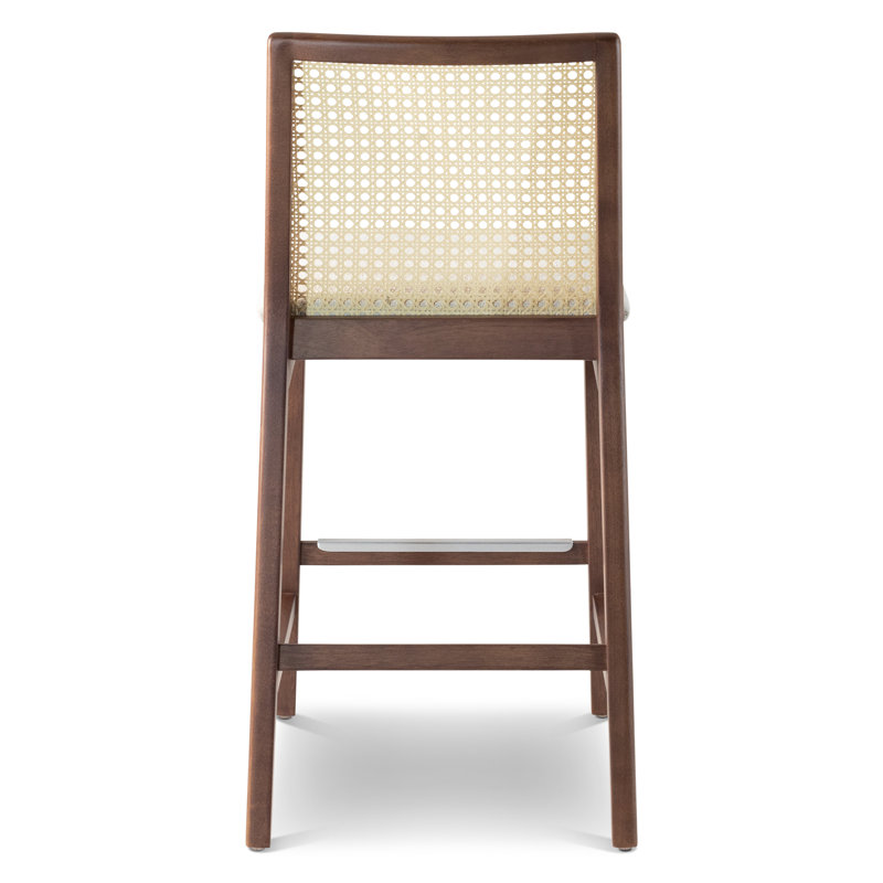 Modern Brazilian Nardia Cane Bar Stool, Light Gray/Nogal/Natural, Counter Stool (25.5" Seat Height)