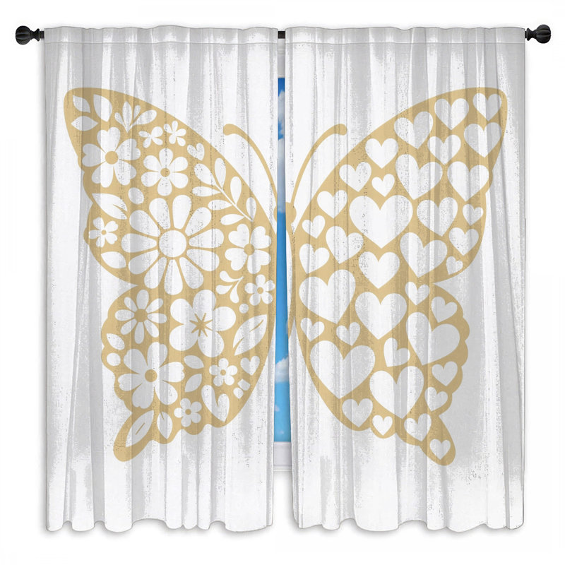 Rideaux de fenêtre Butterfly, 112 po x 76 po - 2 panneaux, Transparent