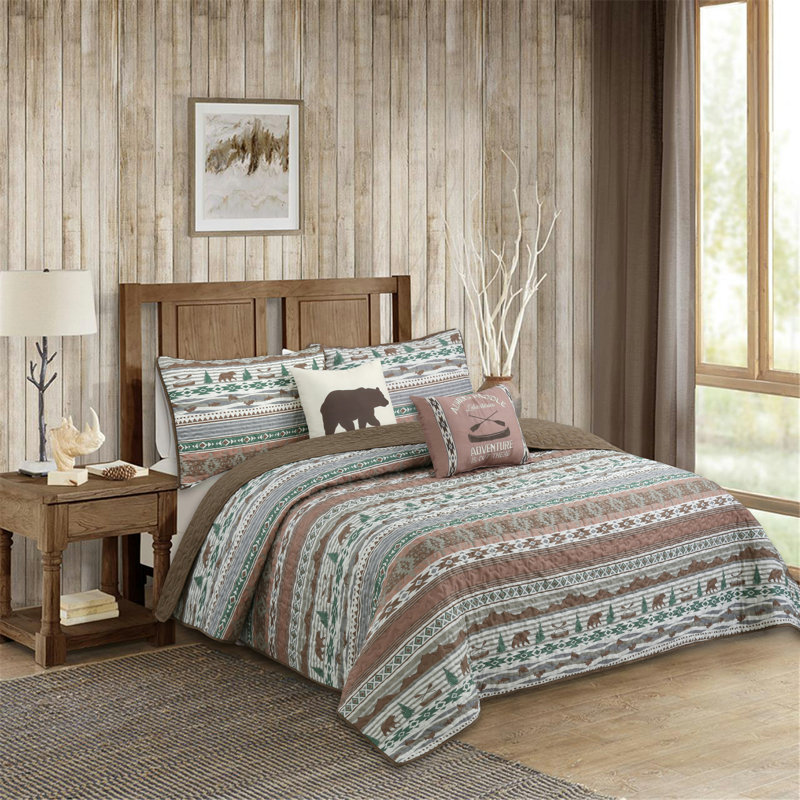 Morgandale Polyester Abstract Quilt, Queen Quilt + 5 Standard Shams