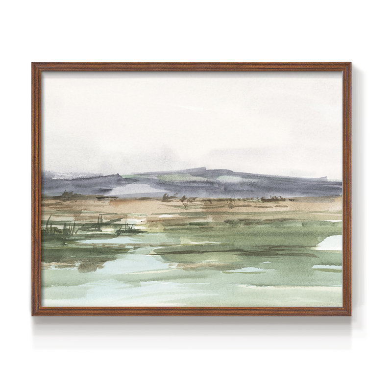 Serene Mountain View I - reproduction encadrée - réarmable, H 11 po x l 14 po, Noyer