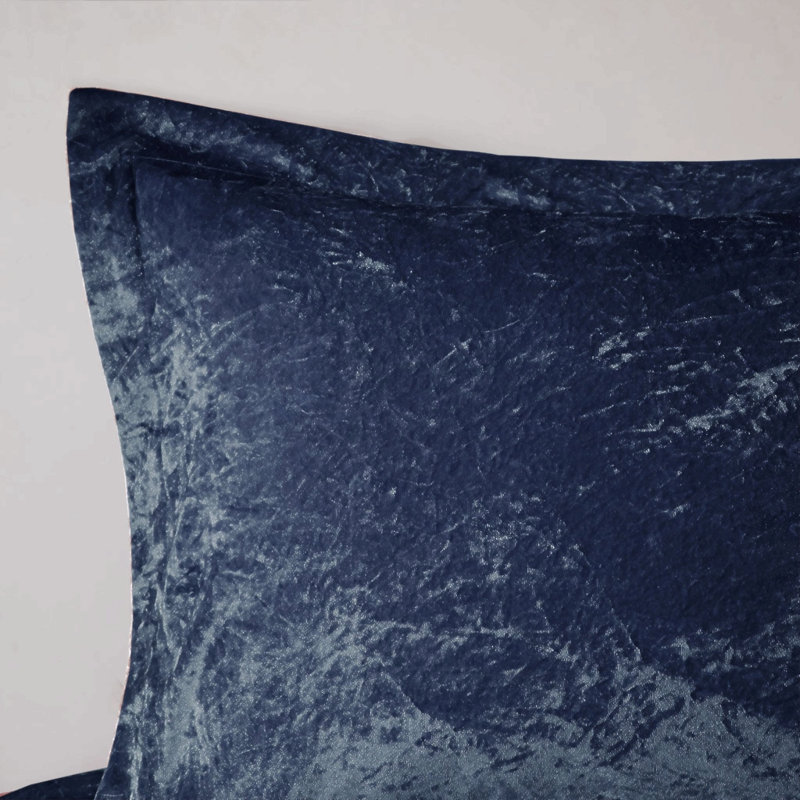 Ensemble d'édredon en velours simple / simple TG avec coussin décoratif, Marine