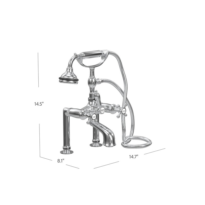 2 Handle Bathroom Clawfoot Tub Faucet with Diverter, Chrome