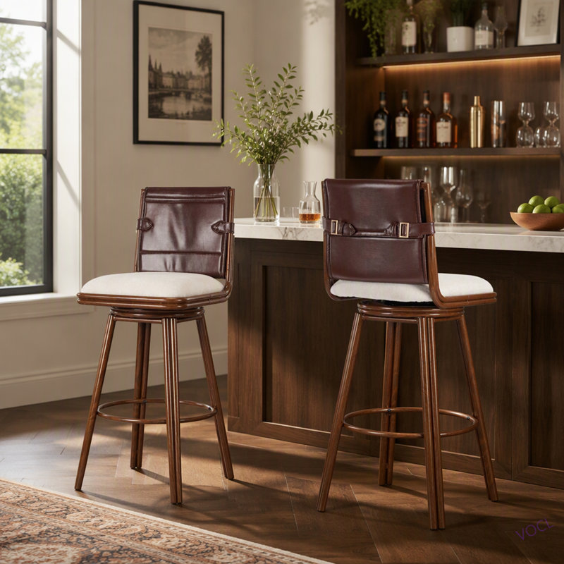 Tabouret de bar d'intérieur rembourré avec structure en métal, ensemble de 2