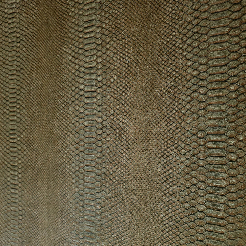 Papier peint moderne moutarde bronze olive brun imitation faux python