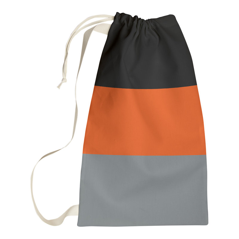 Fabric Laundry Bag with Handles, 36" H x 28" W x 1.5" D, Black/Orange/Silver