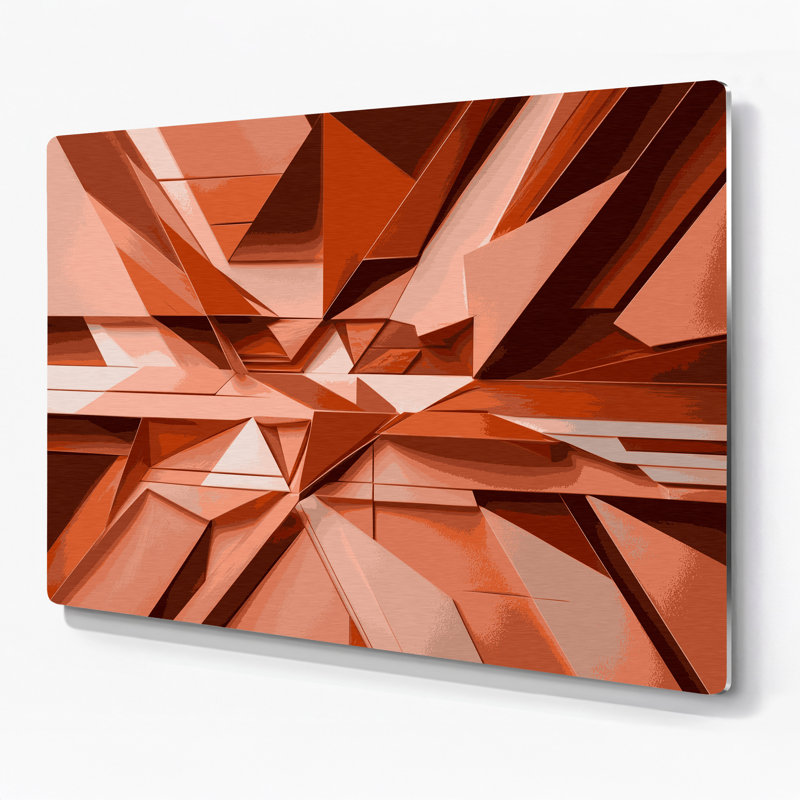 «Geometric Abstraction 35», art mural en métal rose, H 20 po x l 30 po