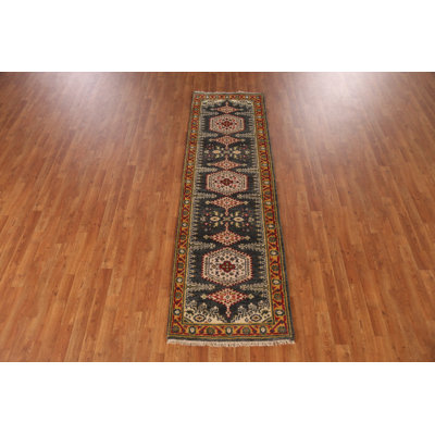 Gray Wool Viss Indian Runner Rug 3x8