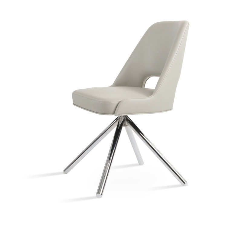 Chaise d'appoint pivotante Marash Stick, Gris clair, Chrome chrome