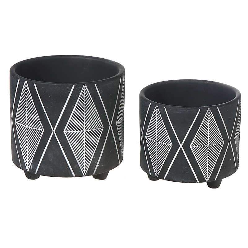 Ensemble de pots à fleurs en céramique 2 pièces Diamond