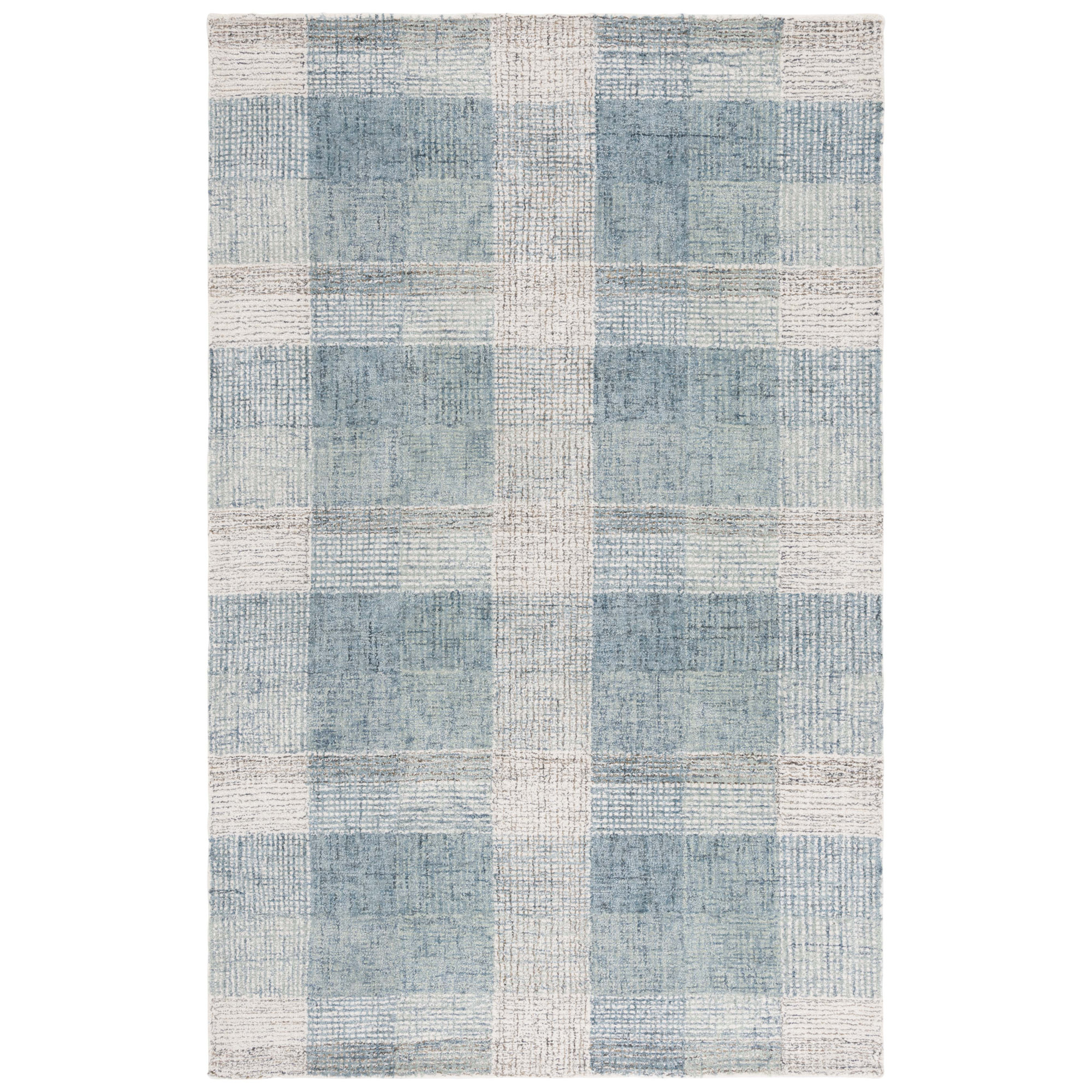 Genre Hand Tufted Wool;Cotton Plaid Rug, Square 6'