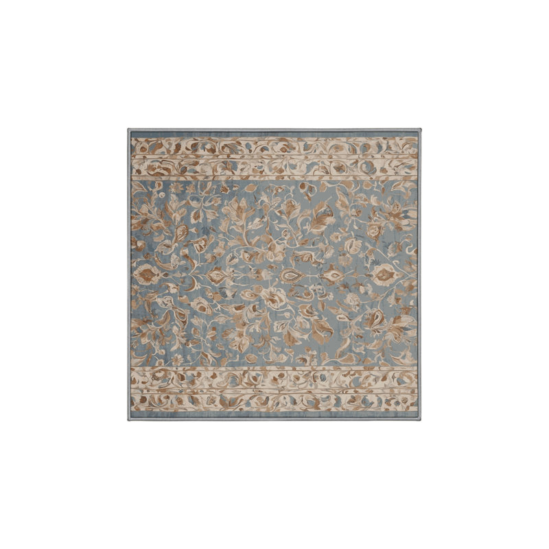 Tapis gris lavable à la machine, Carré 3 pi