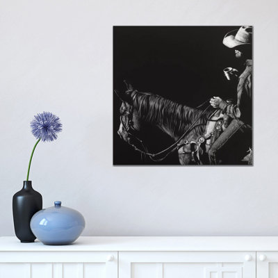 Cowboy Scratchboard by Julie T. Chapman - Wrapped Canvas Gallery-Wrapped Canvas Giclée