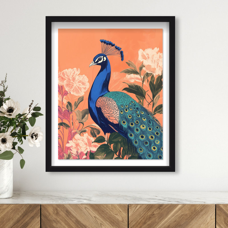 Peacock Garden Dance Canvas Animals Print by Oliver Gal, 31.5"H x 25.5"W, Black Frame