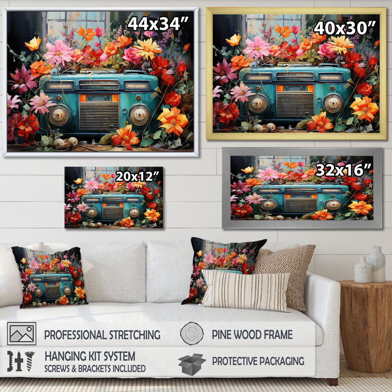 «Retro Radios Popart Melody - Abstract Wall Decor_105843», Toile tendue, H 12 po x l 20 po x P 1 po