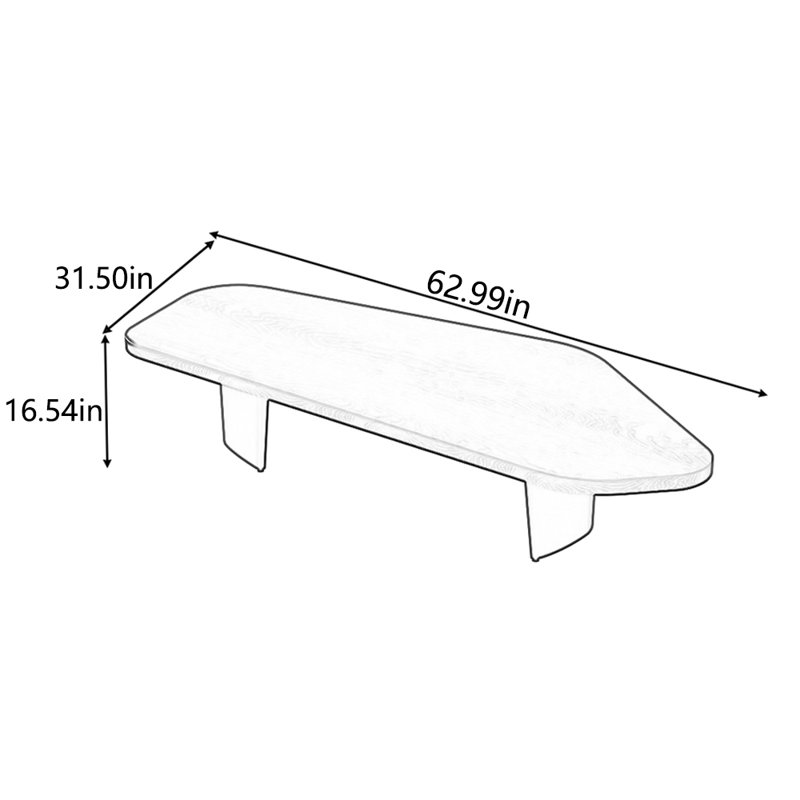 Table à thé créative en bois massif, Blanc, Blanc, H 16,54 po x L 62,99 po x l 31,5 po