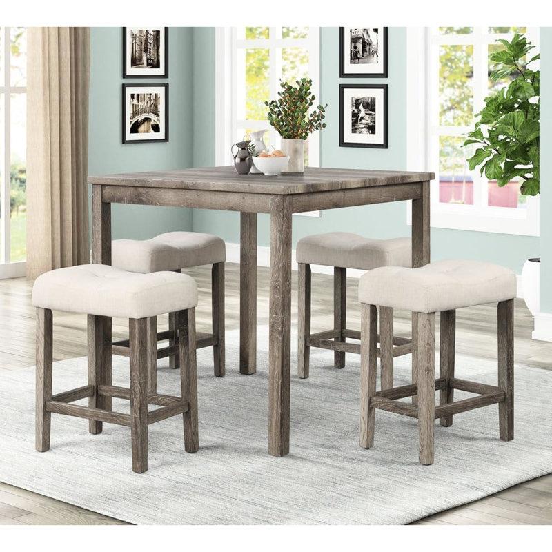 Tabouret de bar à hauteur de comptoir de 2, conception transitionnelle, couleur chêne, repose-pieds et siège, lin en bois d'ingénierie - mélange de revêtement pour un repas confortable 2 avec repose-pieds rembourré, siège en construction