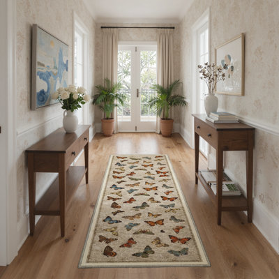 Tapis d'intérieur beige / brun avec envers antidérapant Adaline Novella