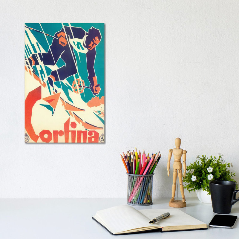 Skiing V - Wrapped Canvas Print, 20.32 cm H x 30.48 cm W