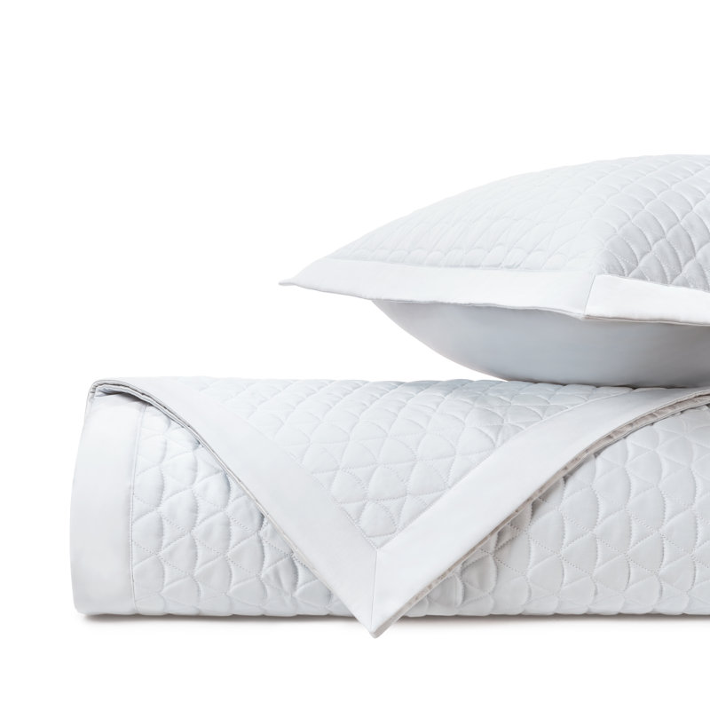 Anastasia Quilted Sateen Coverlet Set, White, King Coverlet/Bedspread + 2 Shams