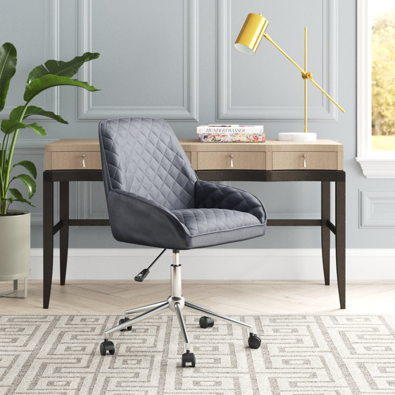 Chaise de travail en velours Maillet, Gris
