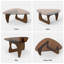 Modern Triangle Coffee Table, Tempered Glass Top & Curved Wooden Base for Living Room-416388525-416388527-416388533