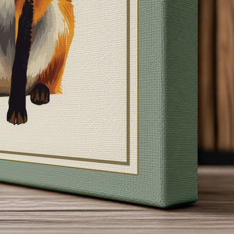 Watchful Fox Boho - Wrapped Canvas, 18x12 - 45.7 x 30.5 cm, Sage Border