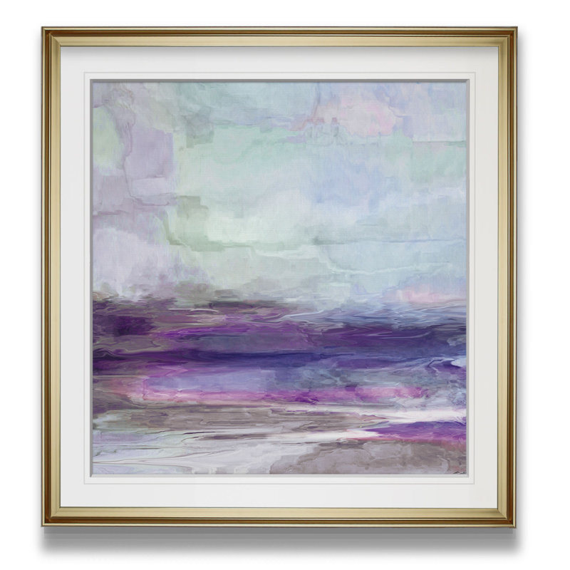 Violet gris I - Peinture, H 28 po x l 28 po x p 2 po, Cadre doré, Doré