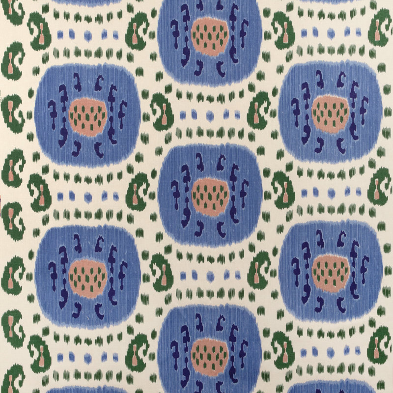 Les Alizes Samarkand Cotton Blend Performance Fabric, Canton Blue/Green