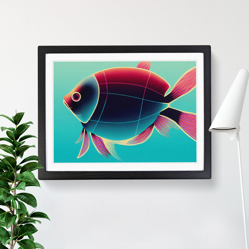 XH1022-6606X Fish Vol.3 - Single Picture Frame Painting, 34cm H x 46cm W x 2cm D, Black