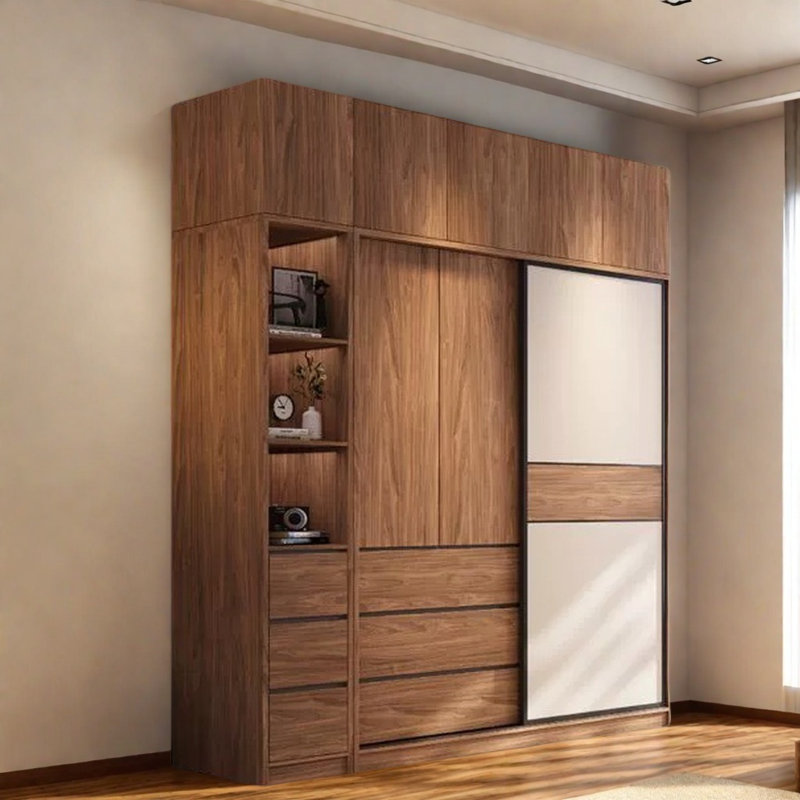 Garde-robe simple bicolore à pousser et tirer, H 98,43 po x l 94,49 po x P 22,83 po